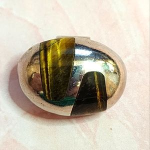 Taxco Mexico Tiger Eye and Sterling Pendant